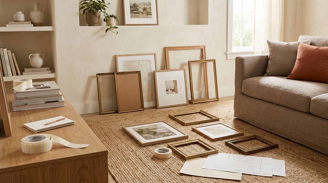 How to Plan a Gallery Wall Without Drilling Holes — scene