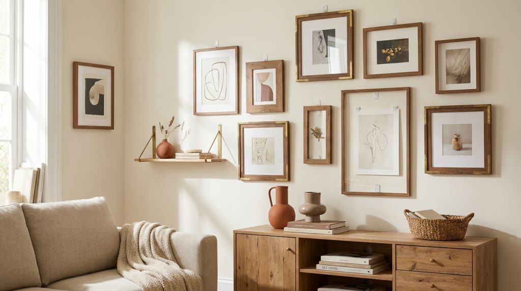 gallery wall without nails - feature - editorial home decor styling photography 2026