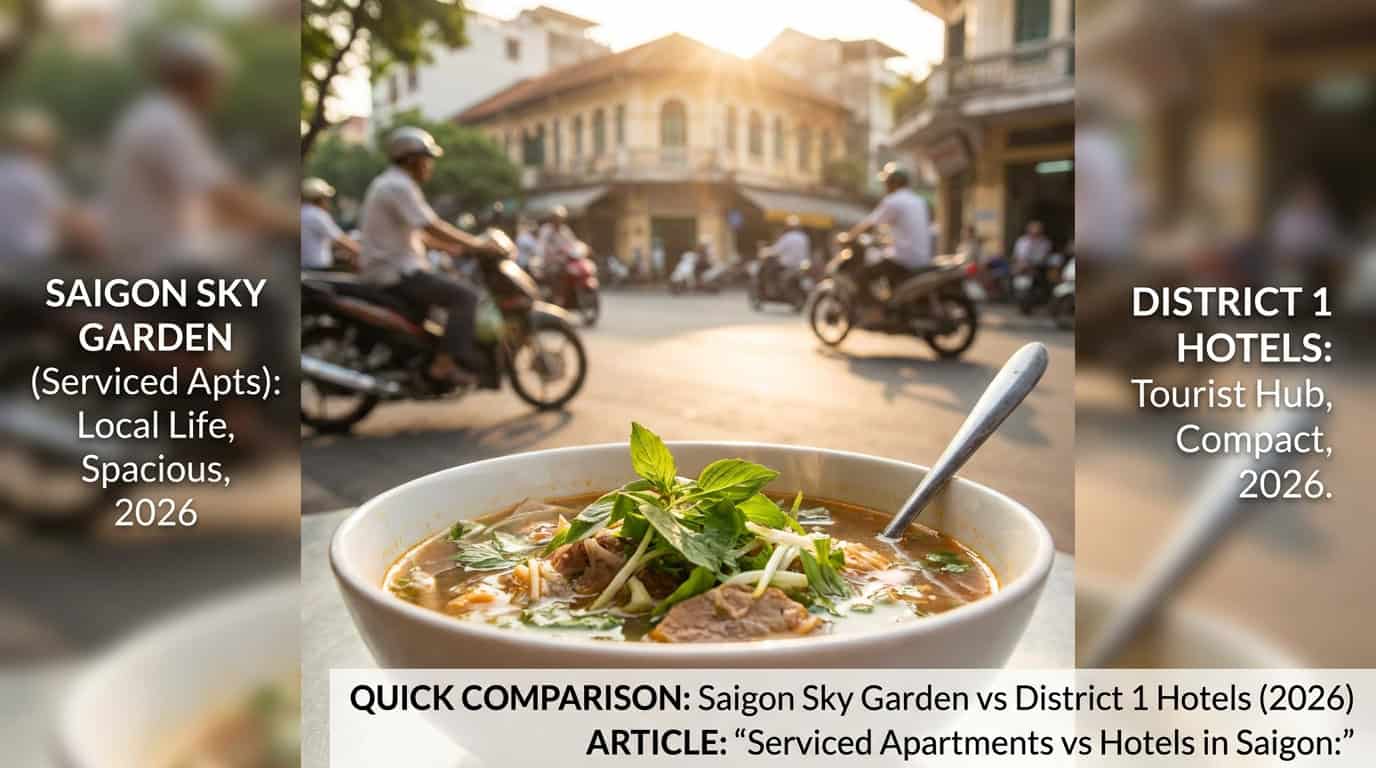 Serviced Apartments vs Hotels in Saigon: Which Is Better? — Quick Comparison: Saigon Sky Garden vs District 1 