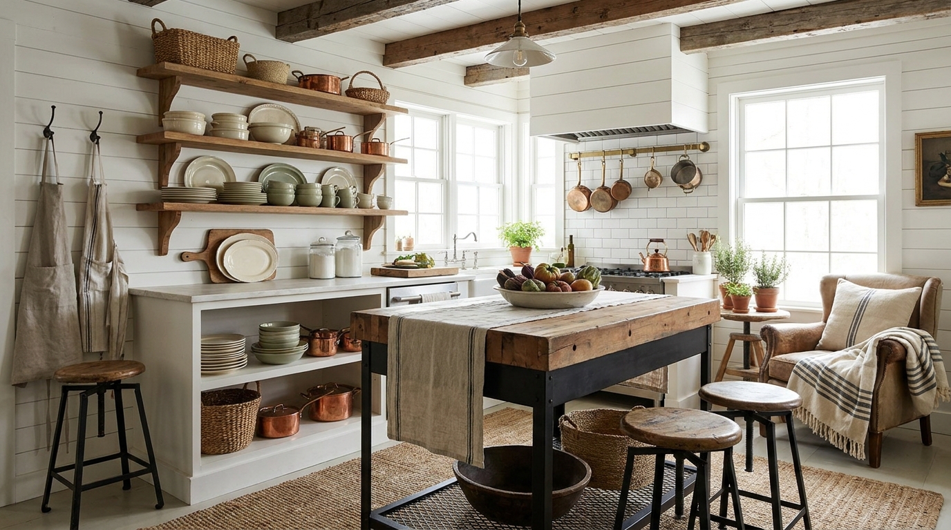 Neutral farmhouse living room foundation ideas