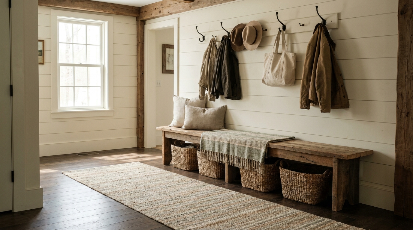 Shiplap and architectural accent ideas for farmhouse living room