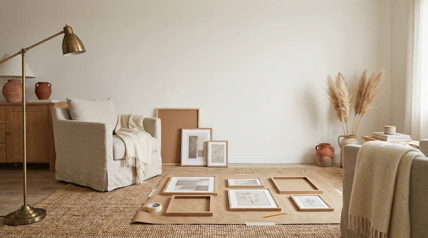 How to Lay It Out Before You Hang Anything — scene