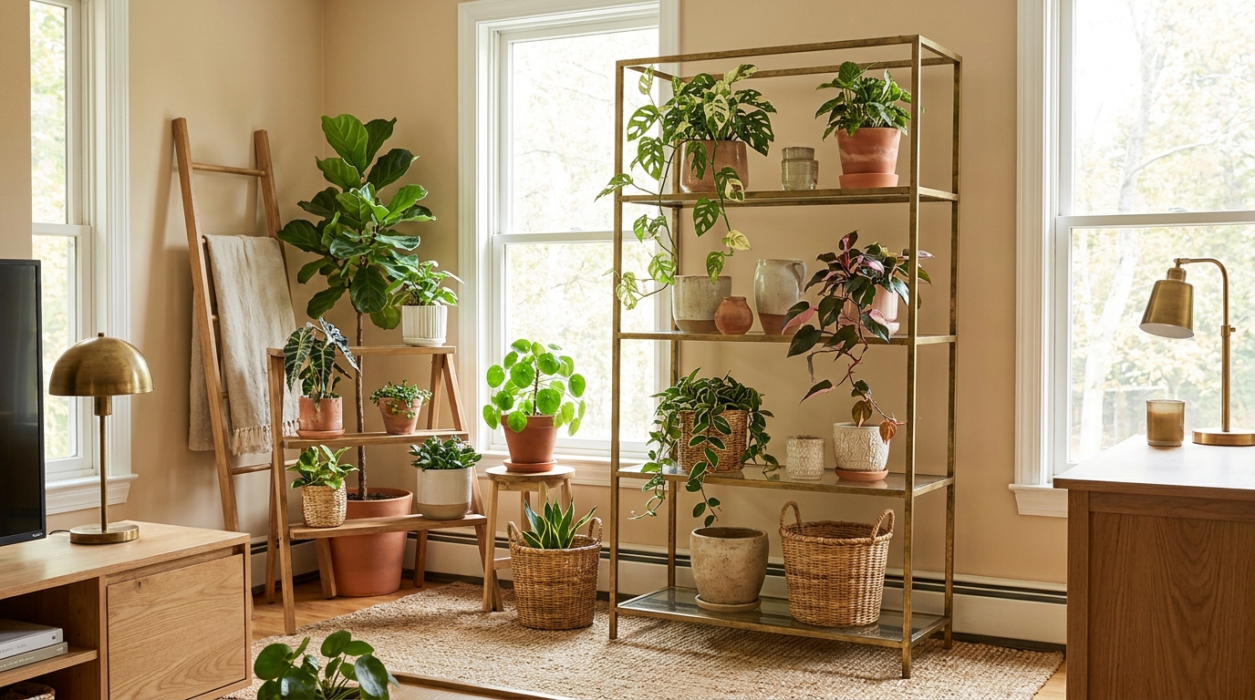 rare indoor plants — editorial home decor styled scene with natural daylight and renter-friendly setup