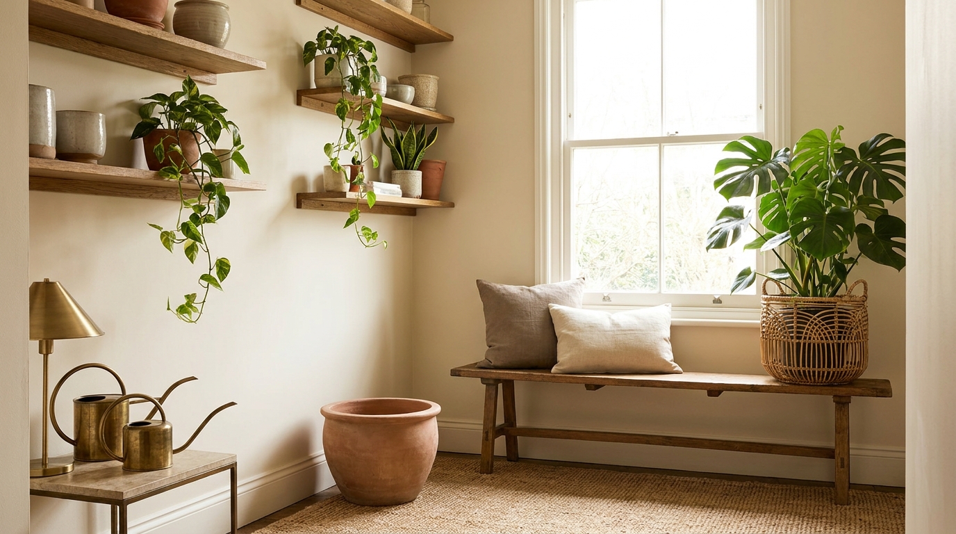 amazon indoor plant finds — editorial home decor styled scene with natural daylight and renter-friendly setup