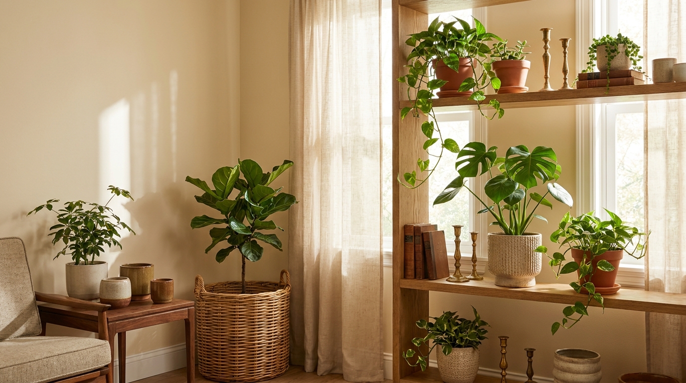 best indoor plant pots under 50 — editorial home decor styled scene with natural daylight and renter-friendly setup