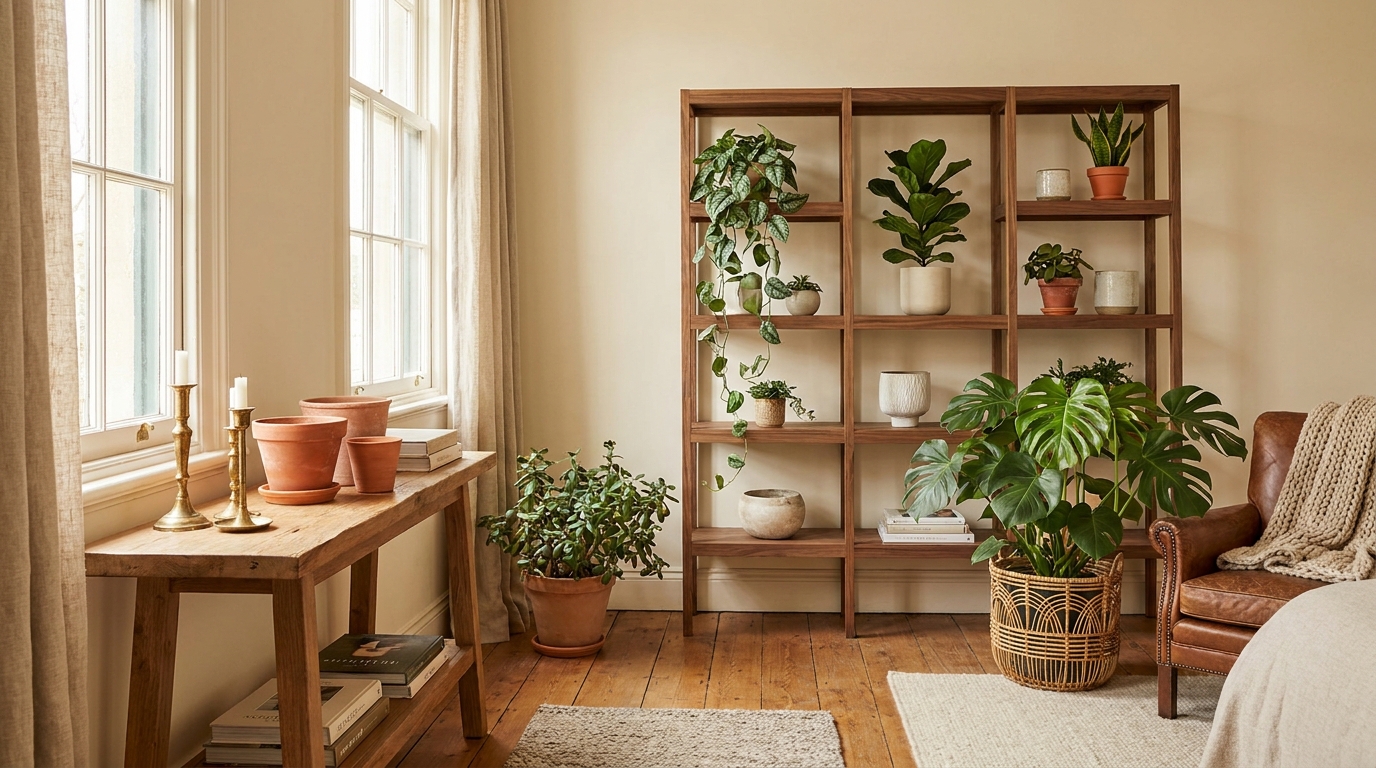 best indoor plants — editorial home decor styled scene with natural daylight and renter-friendly setup