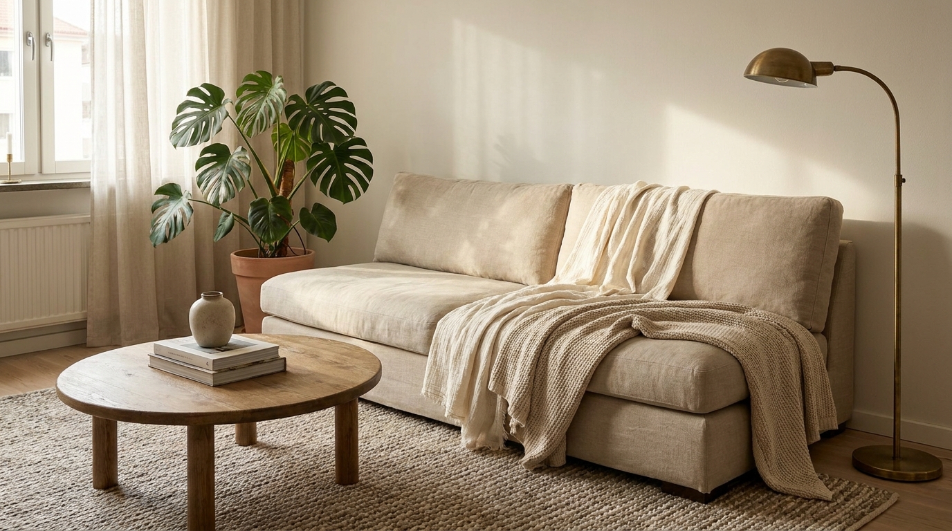 living room storage renters — editorial home decor styled scene with natural daylight and renter-friendly setup