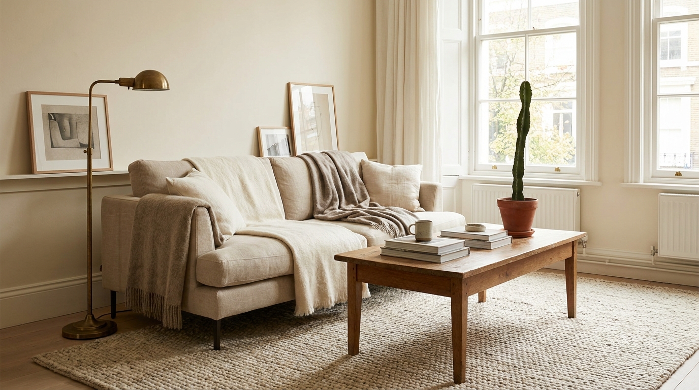 amazon living room decor — editorial home decor styled scene with natural daylight and renter-friendly setup