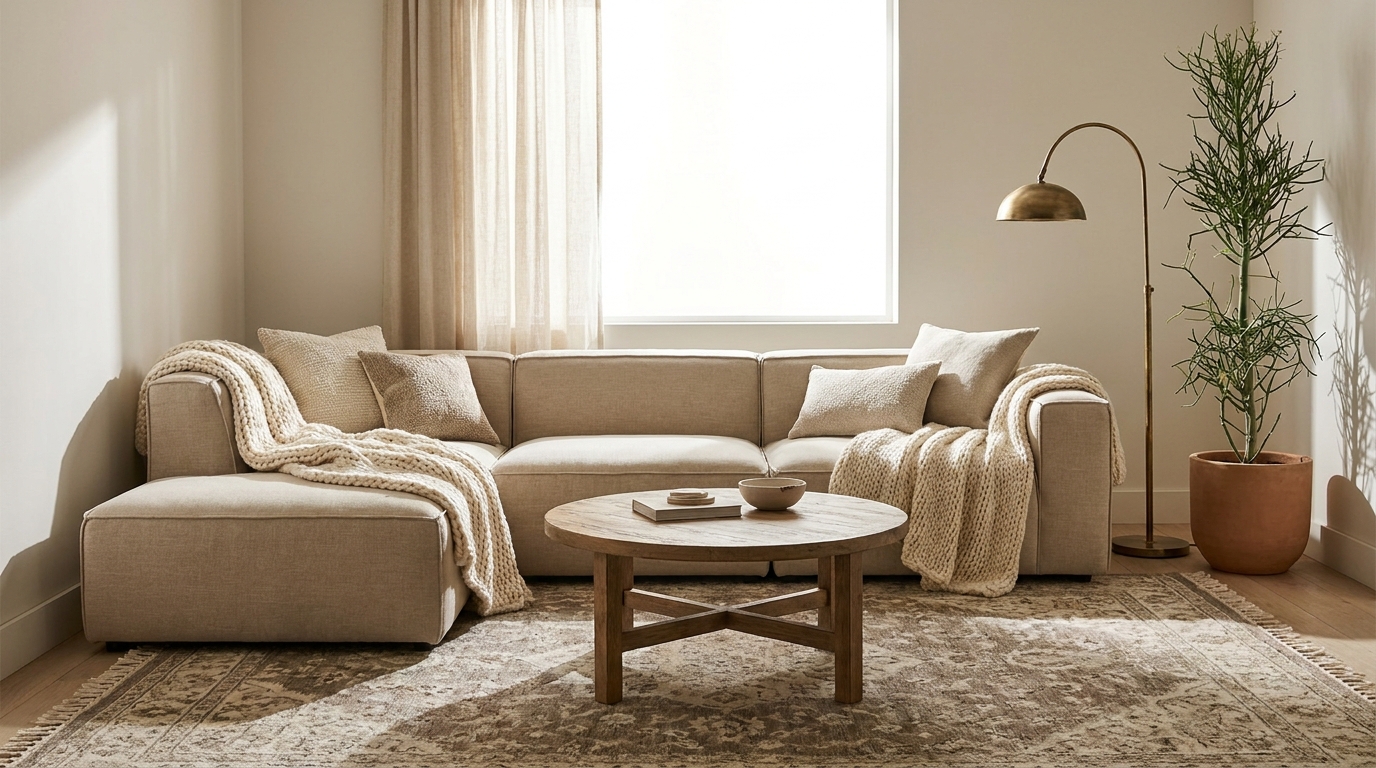 sectional vs sofa — editorial home decor styled scene with natural daylight and renter-friendly setup
