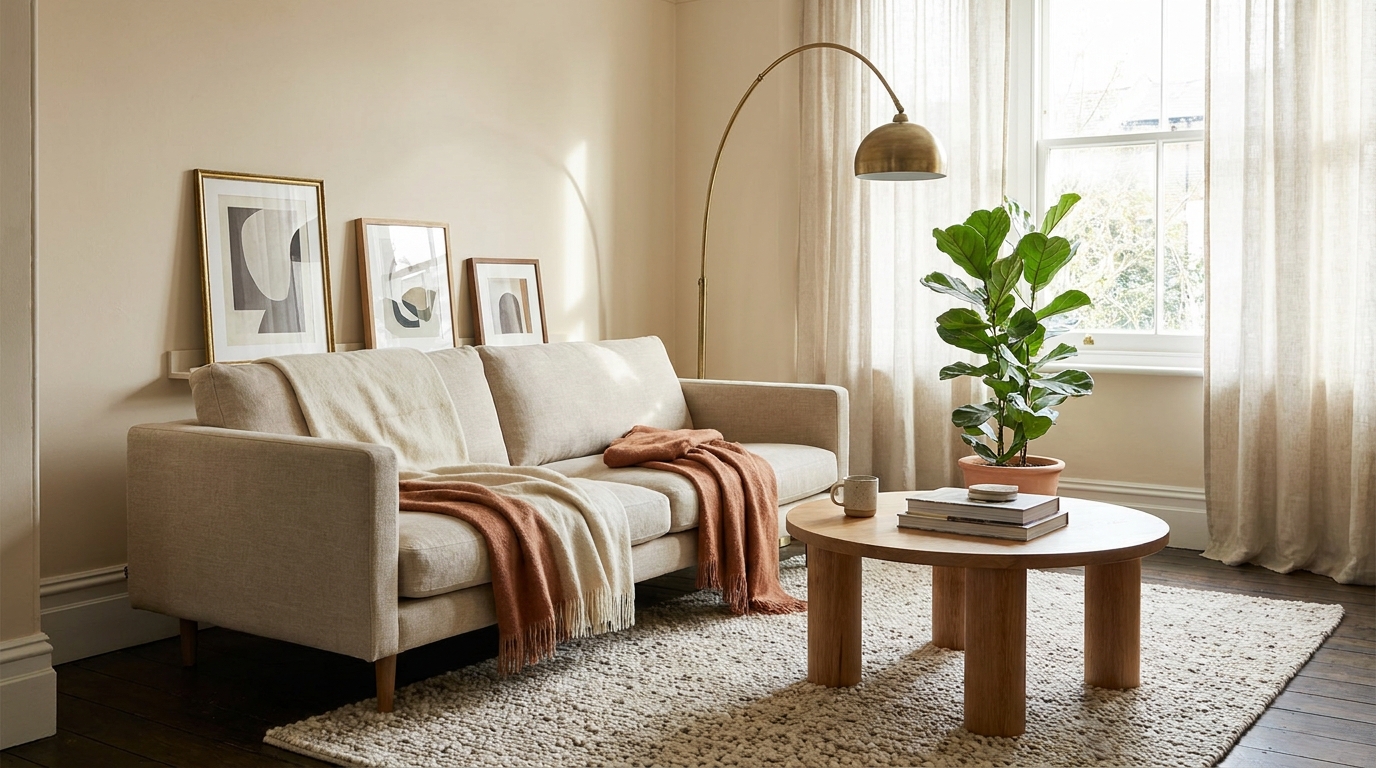 modern vs cozy living room — editorial home decor styled scene with natural daylight and renter-friendly setup