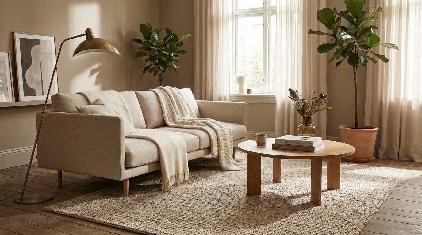 best living room lighting — editorial home decor styled scene with natural daylight and renter-friendly setup
