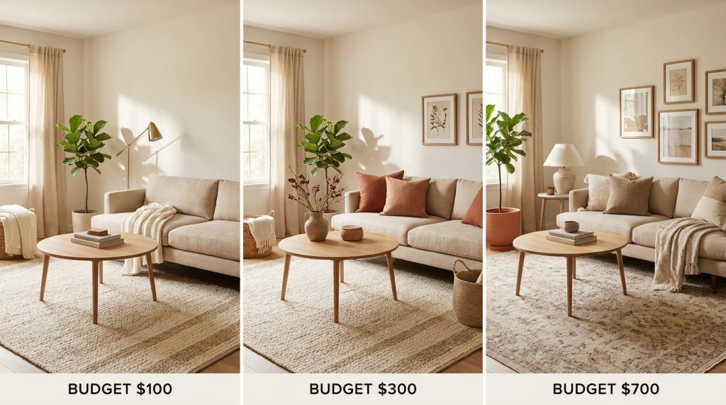 living room budget - feature - editorial home decor styling photography 2026