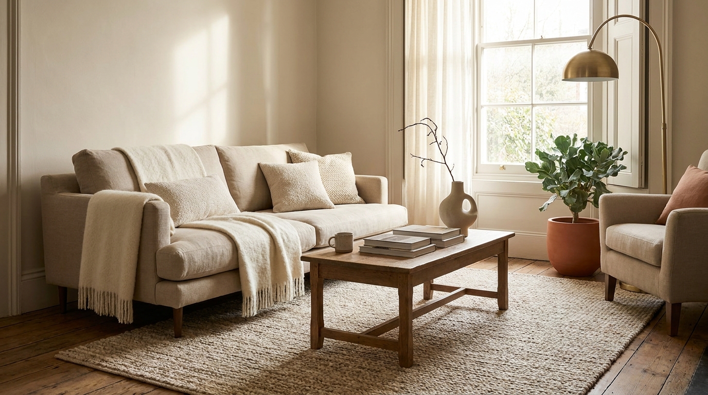 Romantic and soft living room color palette inspiration