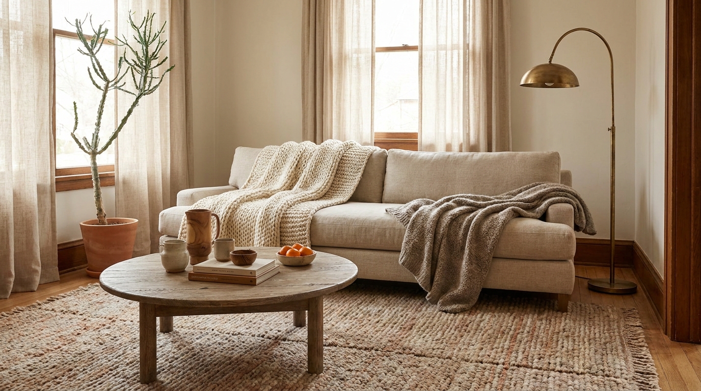 Cozy living room layout and lighting ideas