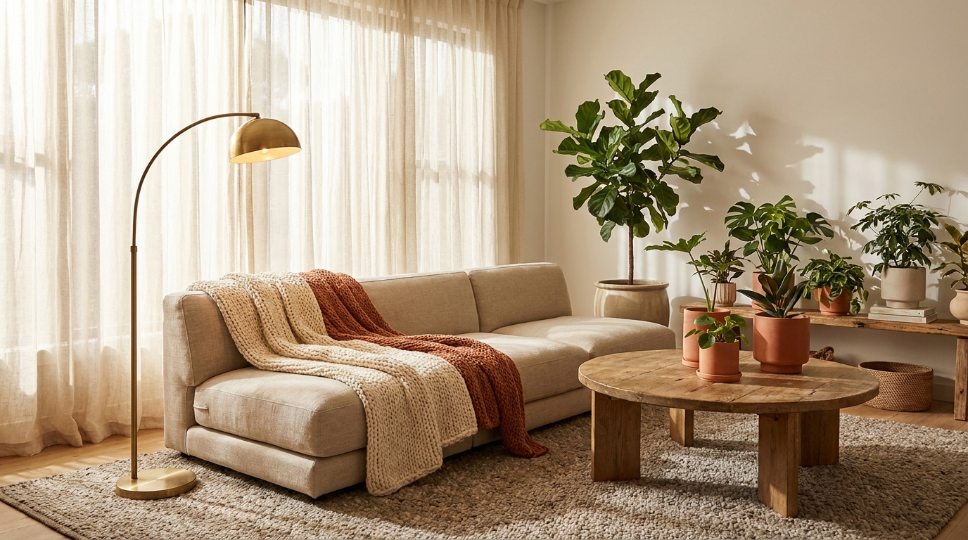 Cozy living room plants and greenery ideas