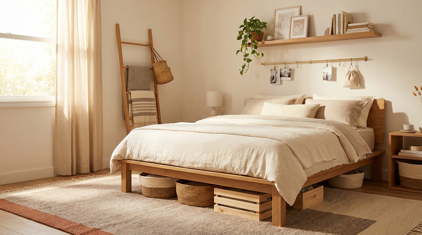 Bedroom storage hacks for renters no drill solutions — feature