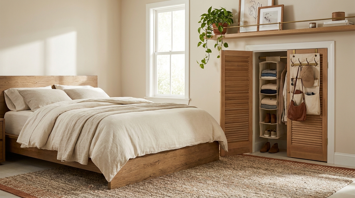 Renter closet organization hacks and door organizers