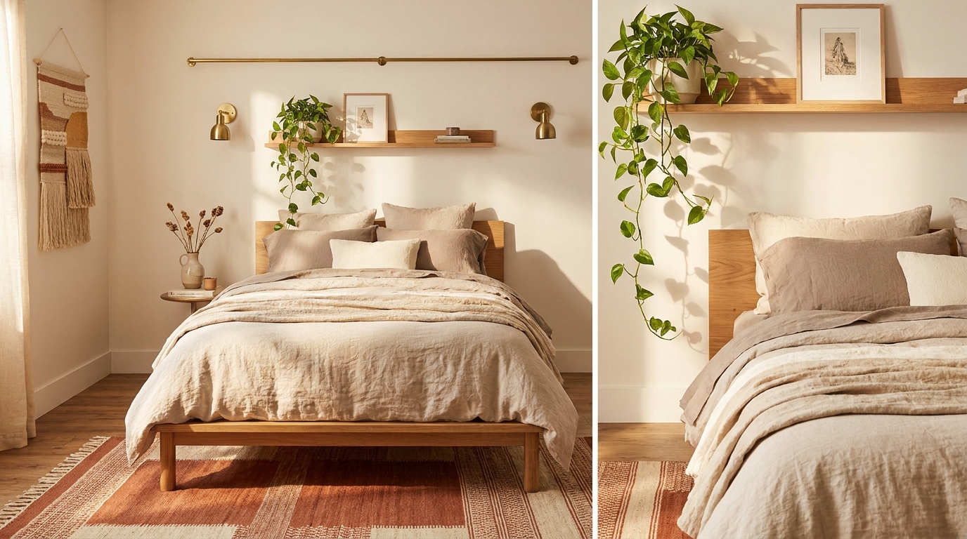 Aesthetic bedroom hotel vibe setup 8 items — feature