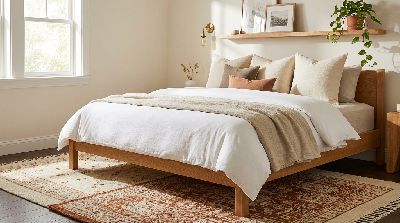 Hotel-style bed layering white duvet crisp sheets euro shams