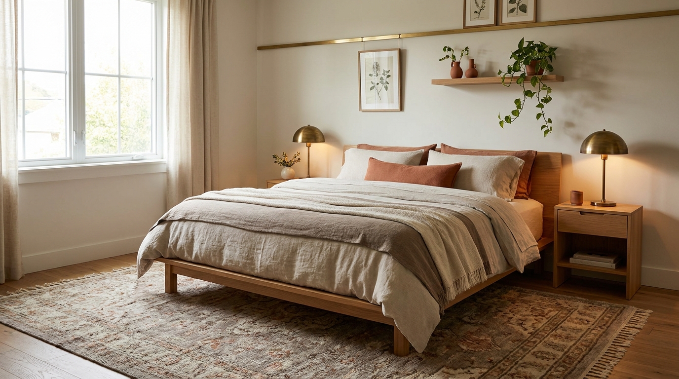 Hotel bedroom lighting bedside lamps and warm ambient light