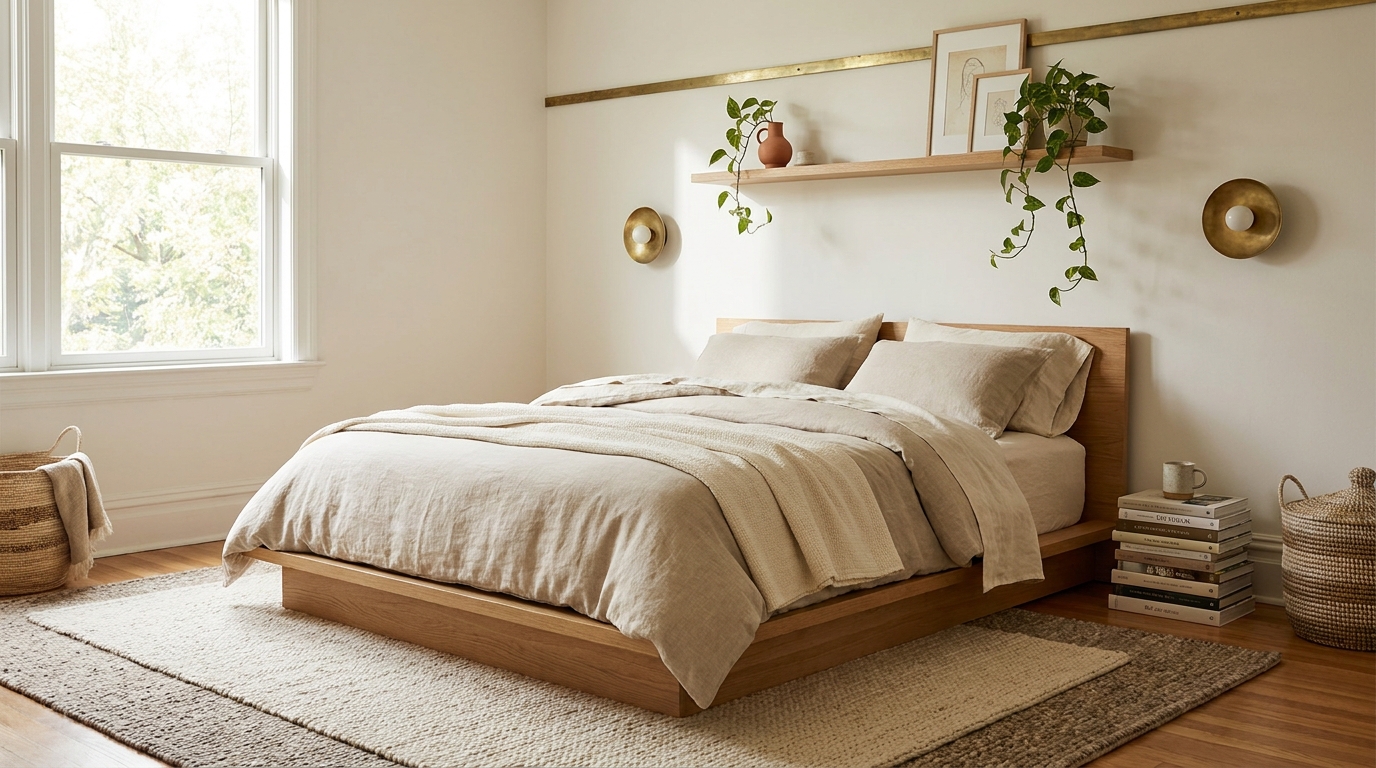 bedroom decor refresh — editorial home decor styled scene with natural daylight and renter-friendly setup