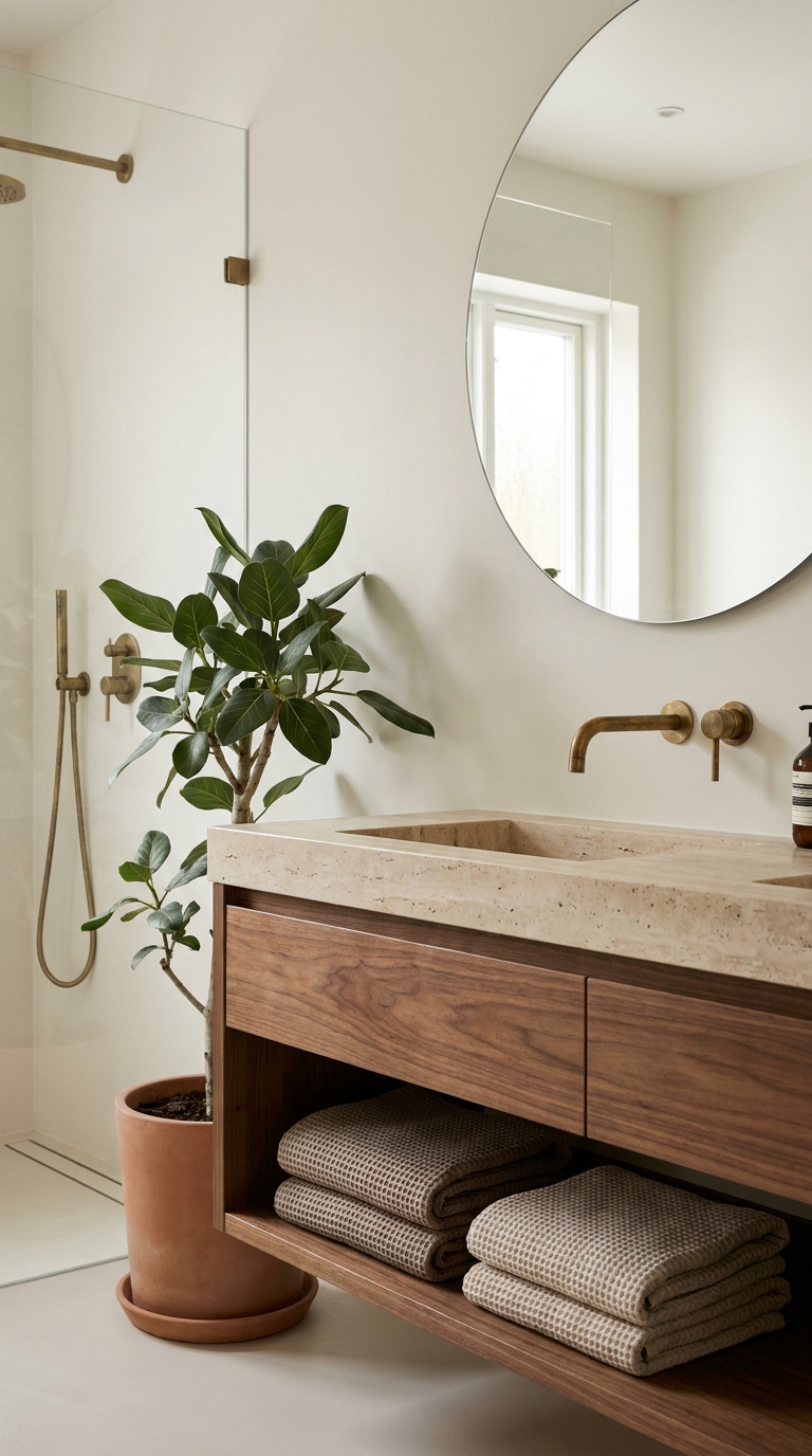 bathroom trends 2026 — editorial home decor styled scene with natural daylight and renter-friendly setup