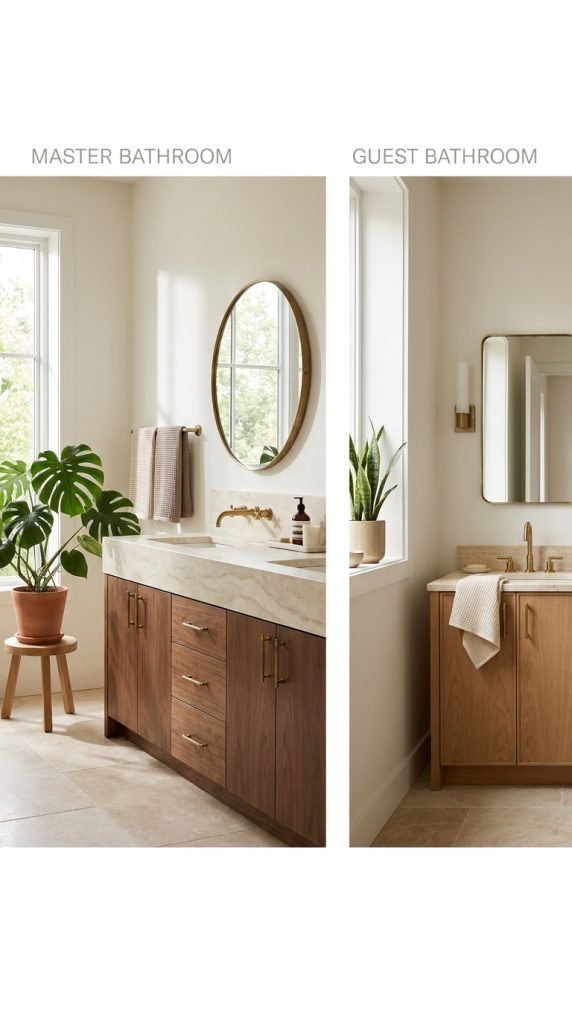master bathroom vs guest - feature - editorial home decor styling photography 2026