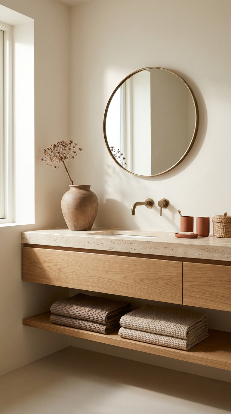 master bathroom vs guest — editorial home decor styled scene with natural daylight and renter-friendly setup