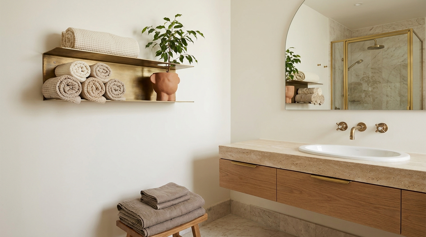 Renter-safe brass and stone install