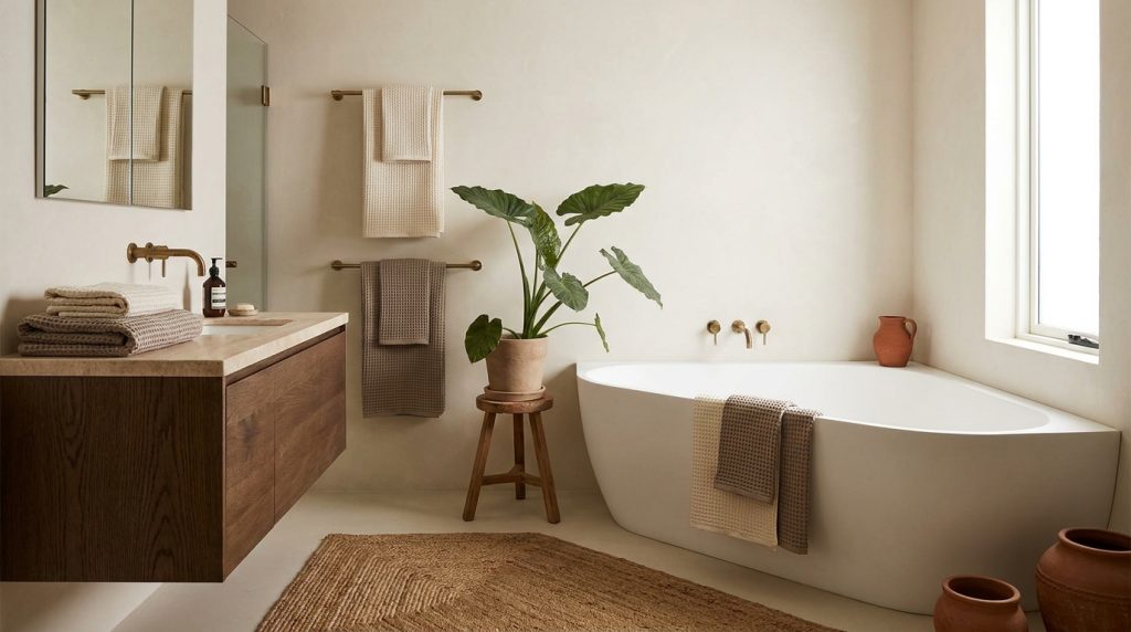 bathtub corner bathroom - feature - editorial home decor styling photography 2026