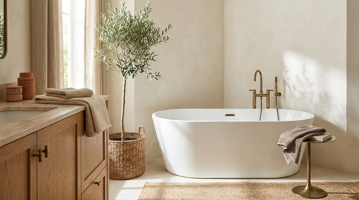 Decor styling around corner bathtub