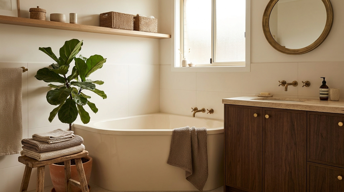 Renter-friendly corner bathtub refresh