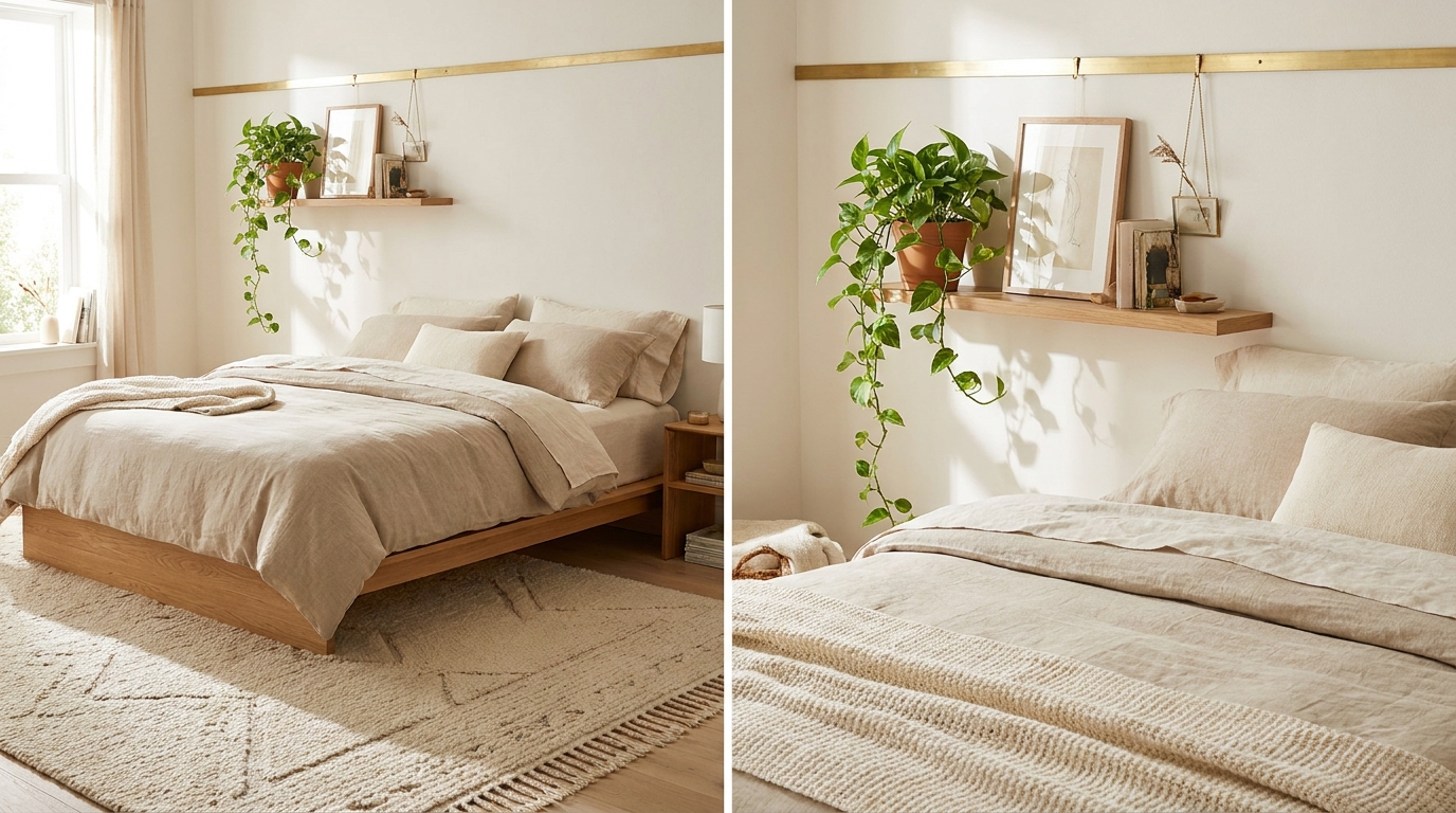 bedroom rugs under 150 — editorial home decor styled scene with natural daylight and renter-friendly setup
