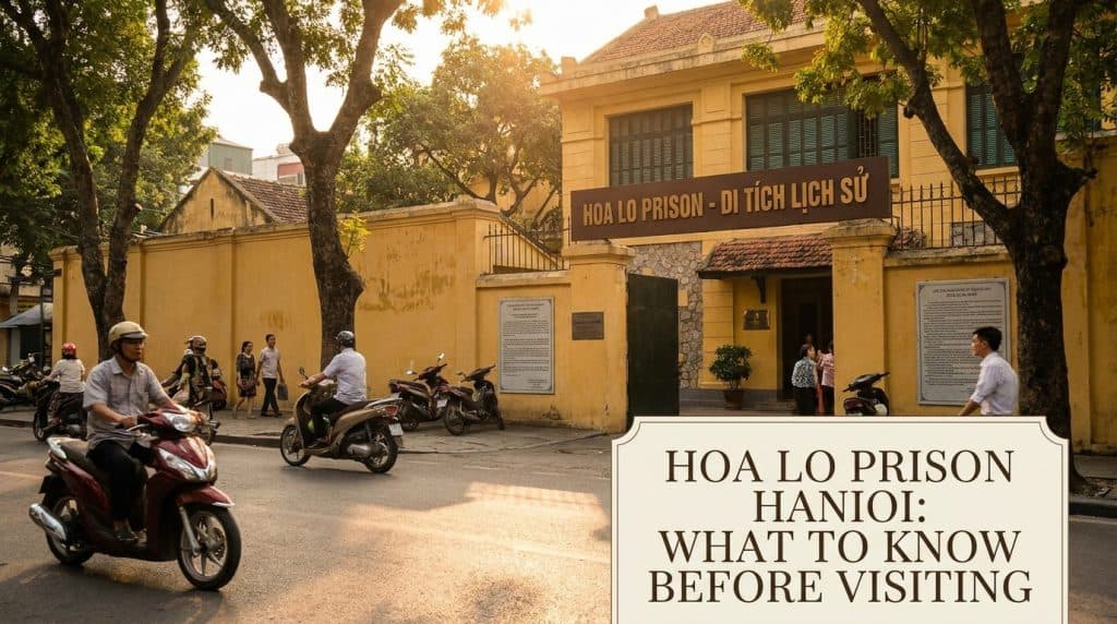 Hoa Lo Prison Hanoi Hanoi Hilton — Historic ochre gatehouse entrance of the hoa lo prison hanoi hanoi hilton museum on H