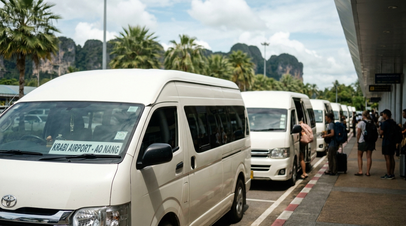 Shared Minivans: Best Value Krabi Airport to Ao Nang - getting to and around krabi airport transfer guide