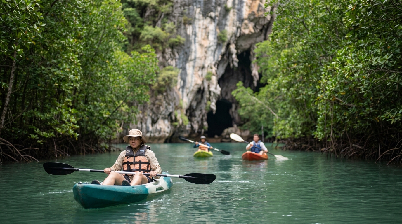 3. Kayaking to Bor Thor Sea Caves - things to do in krabi