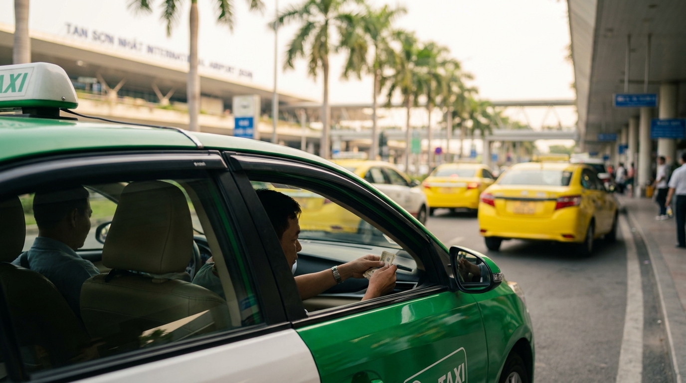 Taking a Metered Taxi from Tan Son Nhat - ho chi minh city airport transfer
