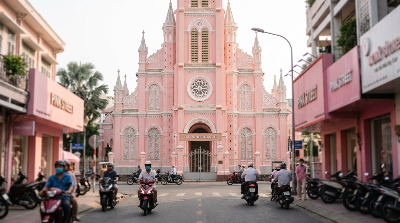 Tan Dinh Church and the Pink Street Neighborhood - hidden gems ho chi minh city