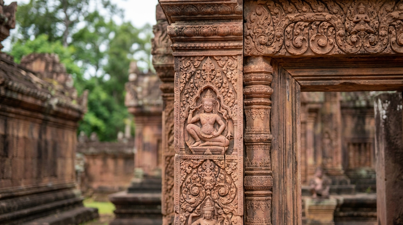 2. Banteay Srei — Pink Sandstone and Intricate Carvings 37 km Away - day trips from siem reap