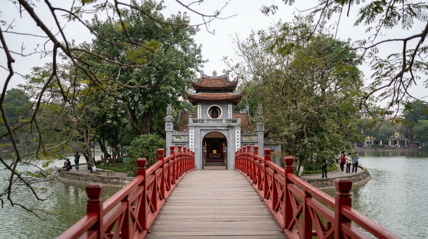 2. Visit Hoan Kiem Lake and Ngoc Son Temple - best things to do in hanoi