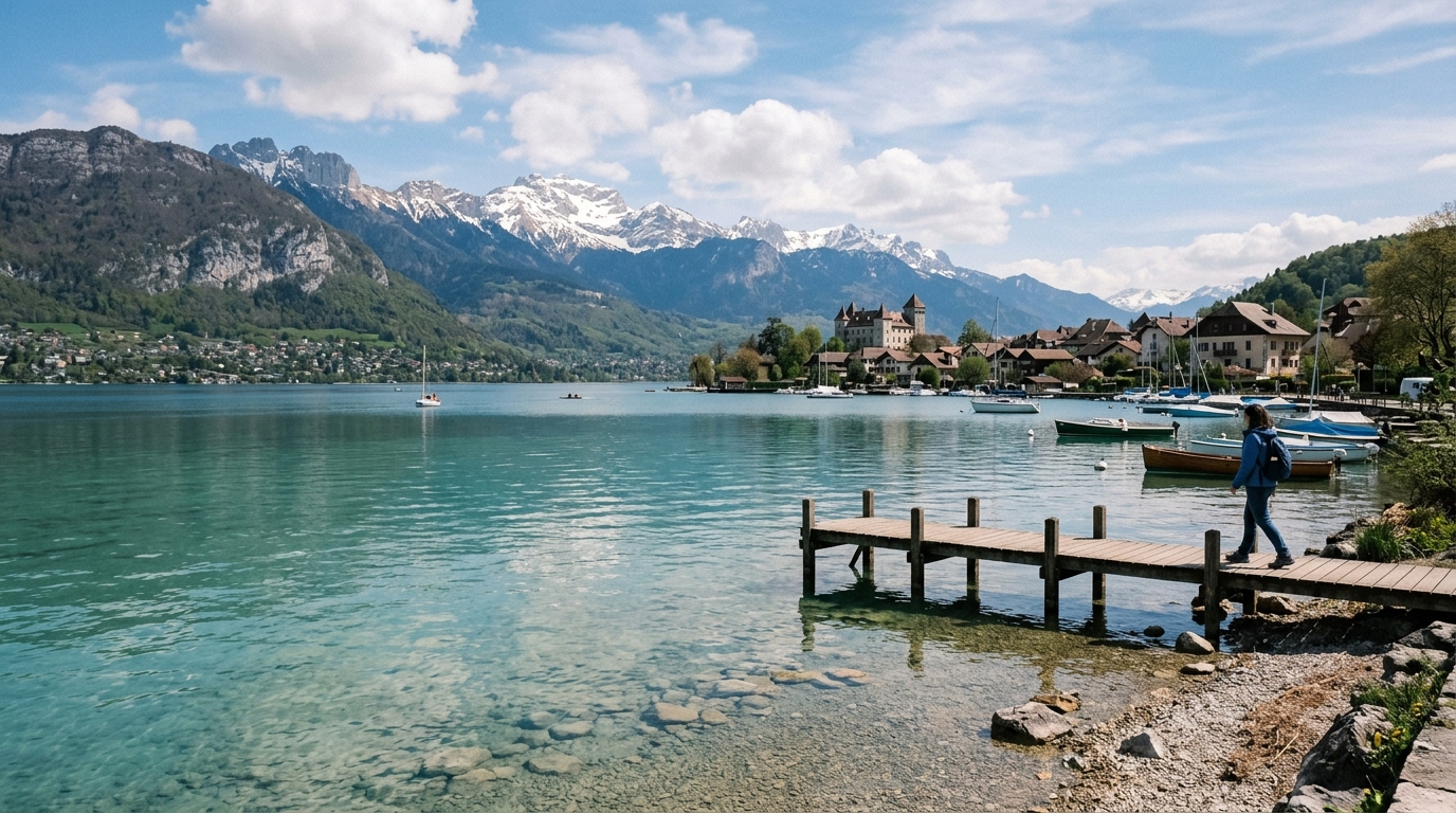 Lake Annecy clear alpine water France mountains - in annecy travel guide