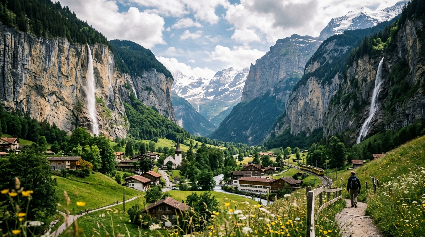 Lauterbrunnen valley waterfalls Switzerland - in lauterbrunnen travel guide
