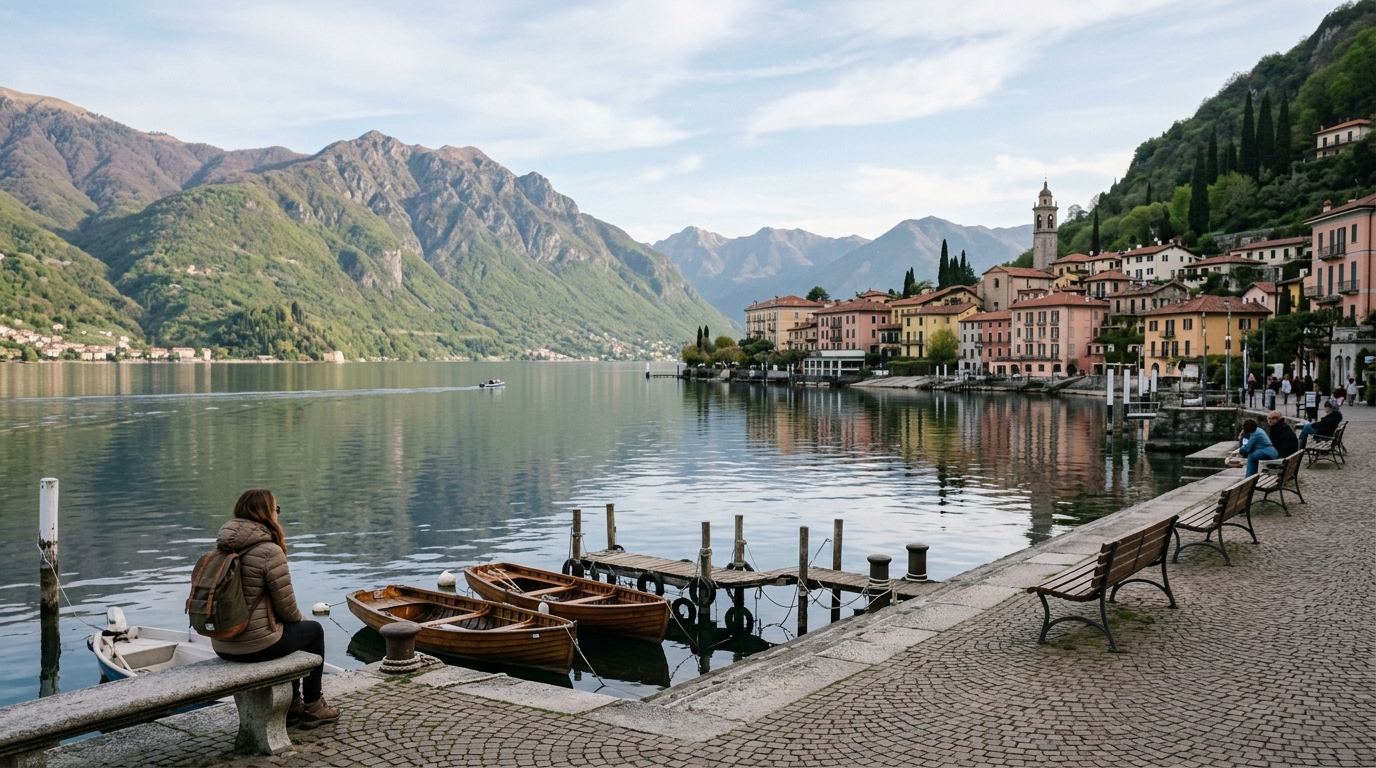 Lake Como in shoulder season with calm waters and fewer crowds in spring or autumn
