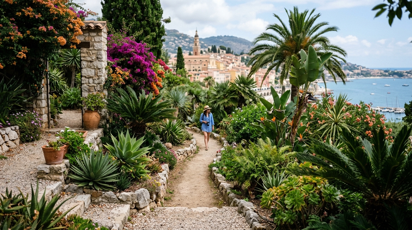 Val Rahmeh botanical garden with rare Mediterranean plants and pathways