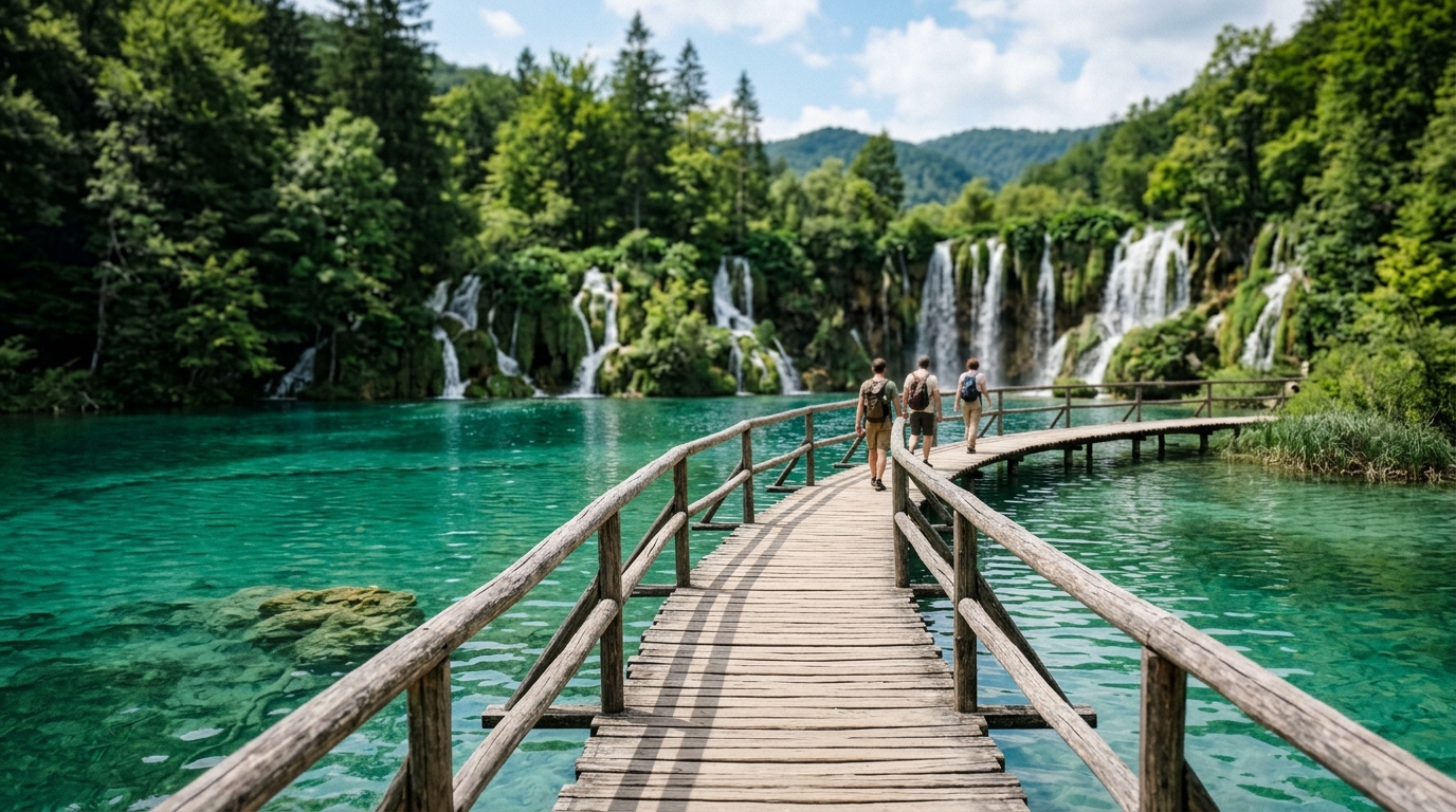 Plitvice Lakes Croatia turquoise water boardwalk - in plitvice lakes travel guide