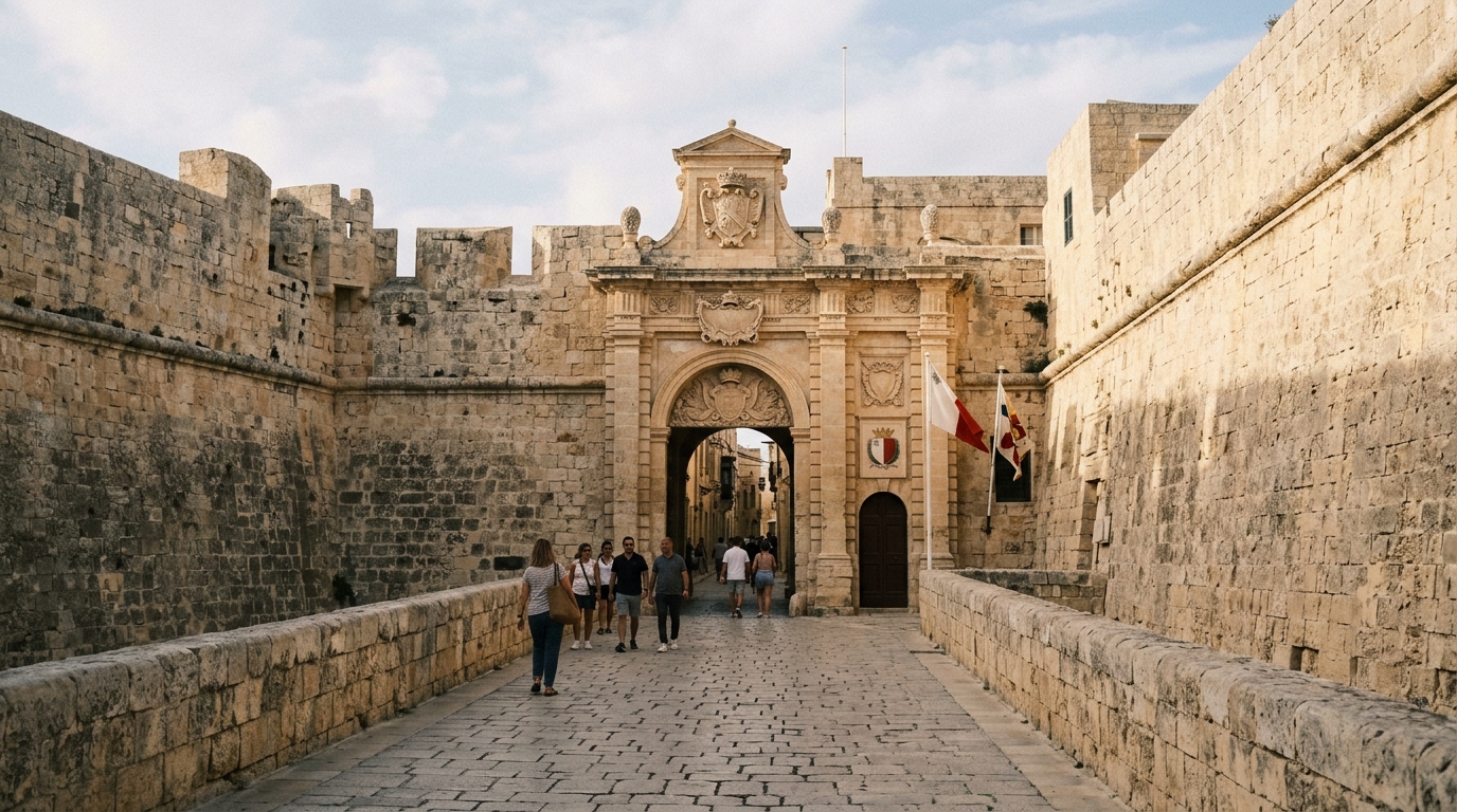 Mdina Silent City Malta medieval limestone walls and fortified gate in valletta travel guide