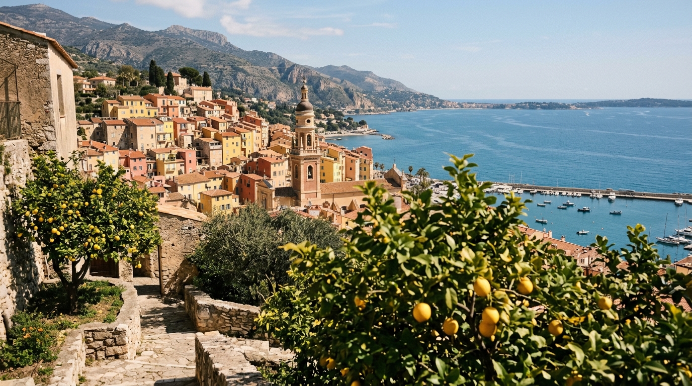 FĂȘte du Citron giant lemon and orange sculptures in Jardin Bioves Menton