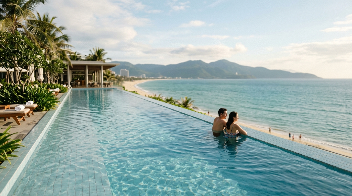 Hyatt Regency Da Nang Resort beachfront infinity pool with ocean view – da nang hotels luxury in da nang hotels
