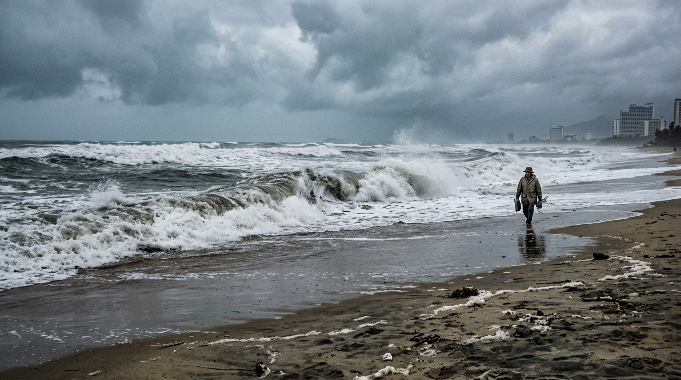 Da Nang beach rough waves during typhoon season – best time to visit da nang wet season risk in best time to visit da nang