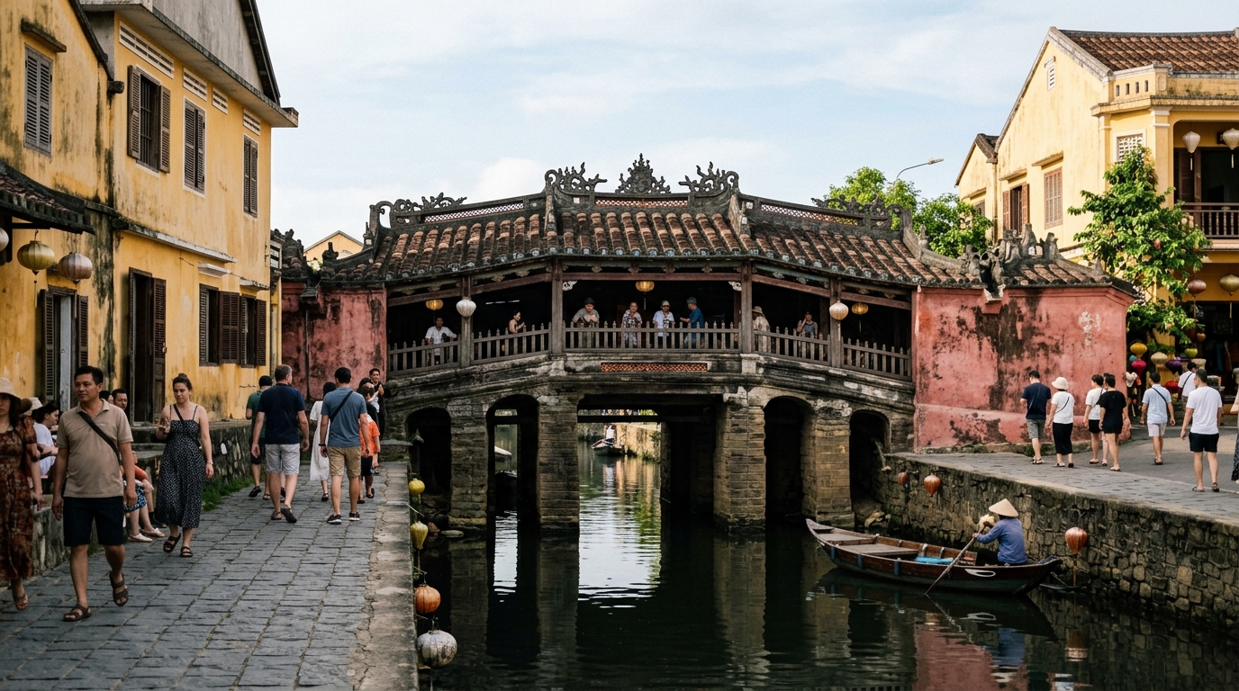 Japanese Covered Bridge in Hoi An Ancient Town with traditional architecture – hoi an travel guide ancient town in hoi an travel guide